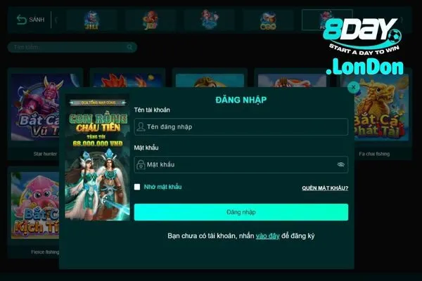 Cách đăng ký chơi bắn cá tại 8day